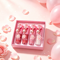 SIYPING Porte-clés Fleur Clochette Brillant à Lèvres Scintillant Hydratant Non Collant Maquillage Huile à Lèvres Brillante Portable pour la Beauté Quotidienne