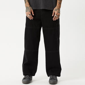 New Custom Loose Fit Wide Leg Workwear Pants Cargo Style Side Patch Pocket <strong>Trouser</strong> <strong>Mens</strong> Baggy Denim Jeans - Product Image 3