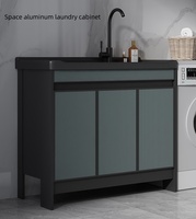 Lavabo en céramique intégré au design moderne, lavabo noir pour l'extérieur, meuble pour hôtel, balcon, planche à laver, salle de bains