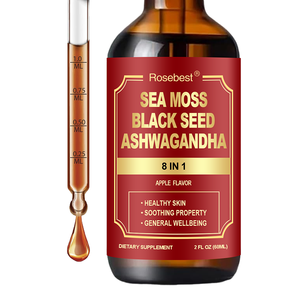 OEMプライベートラベル ヴィーガンオーガニック 8 in 1 アイルランド産シーモス、ブラックシード、アシュワガンダハーブエキス配合 液体ドロップサプリメント - Product Image 1