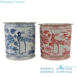 Lọ hoa sứ vẽ tay hoa chim cổ điển RZSX09-A/<span class=keywords><strong>B</strong></span>/C/I/<span class=keywords><strong>O</strong></span>/<span class=keywords><strong>P</strong></span>, kiểu dáng cổ, chất liệu gốm sứ, để <span class=keywords><strong>b</strong></span>àn - Product Image 4