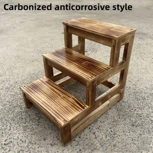 High Quality Multi-functional Wooden Step Stool Household 3 Floors Solid Wooden Ladder Stool Customized Size And Color