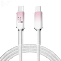 Câble de charge rapide tressé en nylon transparent Type-C vers Type-C 60W PD20W, câble de données compatible avec iPhone 16/17