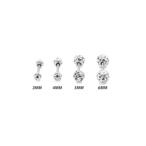 Bijoux de piercing d'oreille en cristal 3-6mm, en Argent sterling 925 et Acier titane, pour Hélix, Rook, Cartilage, Tragus, Scaffold, Clou de piercing - Product Image 1
