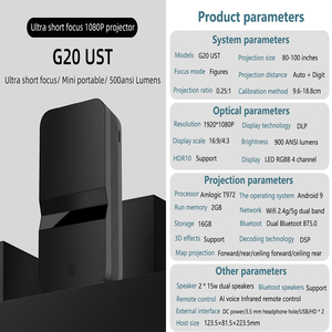 G20ust Siêu Ngắn Tập Trung 1080P 500 ANSI Lumens Tự Động Tập Trung Tự Động Keystone Rạp Hát Tại Nhà Thông Minh <span class=keywords><strong>DLP</strong></span> Android Chiếu Cho Nhà Sử Dụng - Product Image 2