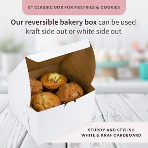 Cajas <span class=keywords><strong>para</strong></span> Pastelería - Caja Clásica Reversible <span class=keywords><strong>para</strong></span> Pastel de 8 Pulgadas, con Clips Laterales Especiales y Cierre Frontal - Product Image 2