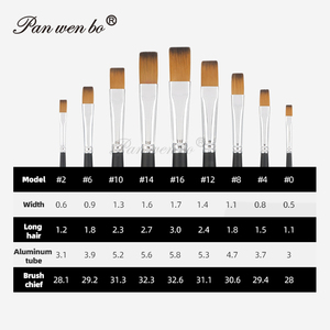 Panwenbo, 9 Uds., puntas planas de nailon, pinceles de artista profesional, juego de pinceles de pintura de acuarela acrílica para pintura de artista - Product Image 3