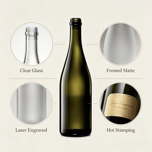 Bouteille de vin en verre vert foncé personnalisée vide 750 ml, bouteille de vin de <span class=keywords><strong>Bourgogne</strong></span> avec étiquette logo personnalisée pour vin <span class=keywords><strong>blanc</strong></span> <span class=keywords><strong>Chardonnay</strong></span>, vente en gros - Product Image 3