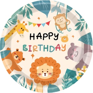 Vaisselle de fête sur le thème du zoo 7 pouces 9 pouces <span class=keywords><strong>Assiette</strong></span> d'animaux de la <span class=keywords><strong>jungle</strong></span> pour décorations - Product Image 5