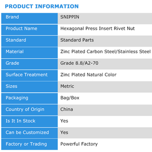 육각 셀프 클린칭 인서트 너트 프레스 리벳 너트 스테인레스 스틸 리브 너트 M3 M4 M5 M6 M8 M10 플러그 너트 공작 기계 패스너 - Product Image 6