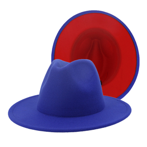 Chapeaux <span class=keywords><strong>Fedora</strong></span> pour femmes en gros, chapeaux <span class=keywords><strong>Fedora</strong></span> en feutre pour hommes, chapeau bicolore, bord de couleur différente, <span class=keywords><strong>Fedora</strong></span> - Product Image 3