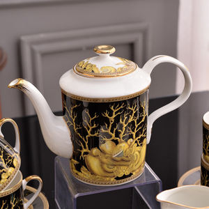 Service à café de luxe nordique 15 pièces en porcelaine fine, soucoupes en céramique royale, boîte cadeau personnalisable avec logo – Vaisselle à thème océanique – Vente chaude - Product Image 3