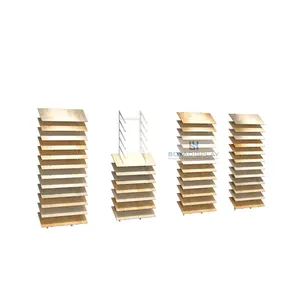 Su misura parete pavimento in legno legno semplice rack vendita calda mdf campione di pietra