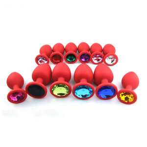Hot Sale 3 Größen Silikon Anal <span class=keywords><strong>Plug</strong></span> Mit Kristall knöpfen Farbige Edelsteine <span class=keywords><strong>Butt</strong></span> <span class=keywords><strong>Plug</strong></span> Männlich Weiblich Anal Trainer Masturbation Schwanz - Product Image 4