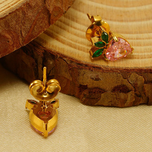 Mùa Hè Mới Đồ Trang Sức Thời Trang Cho Phụ Nữ Bán Buôn Loạt Trái Cây Dễ Thương Phòng Thí Nghiệm Kim Cương Stud Bông Tai Độc Đáo Mạ Vàng Bông Tai Đinh - Product Image 4