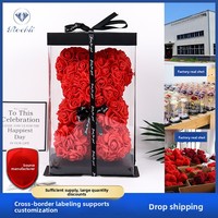 Bouquet de roses éternelles pour la Journée internationale des femmes, cadeau de la Saint-Valentin, ours en mousse PE pour les meilleures amies, arrangement floral