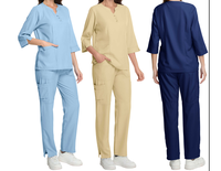 Ensembles de Blouses Médicales Unisexe de Haute Qualité à Manches 3/4 pour Infirmiers, Uniformes Hospitaliers en Tissu Dobby avec Détection d'Aiguilles - Vente en Gros