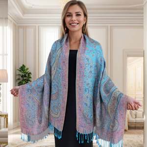 Chal Étnico Multicolor Estilo Europeo con Borlas, Jacquard de Anacardo, Resistente al Viento y Cálido para Mujer YHK0050 - Product Image 6