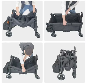 Wholesale All-Terrain <strong>Folding</strong> Camping <strong>Wagon</strong> with Canopy <strong>Heavy</strong> <strong>Duty</strong> 100kg Capacity Collapsible Outdoor Utility <strong>Beach</strong> Cart - Product Image 4