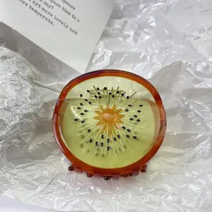 Yi YHJ Presilhas de cabelo para mulheres, presilhas de cabelo em acetato com desenho de kiwi de frutas fofas e engraçadas personalizadas, atacado para mulheres