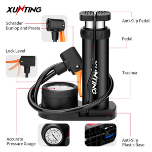 <span class=keywords><strong>Pompe</strong></span> à air portable Xunting Best Sell pour vélo avec manomètre, mini <span class=keywords><strong>pompe</strong></span> à pied, accessoires de cyclisme VTT, <span class=keywords><strong>pompe</strong></span> à vélo - Product Image 2