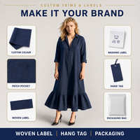 Robe longue décontractée d'été personnalisée pour femme, col chemise, ourlet à volants, manches classiques, poches plaquées, coupe ample, vente en gros, usine OEM ODM