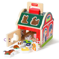 Jouets en bois Montessori pour tout-petits, blocs d'empilage de forme et de couleur assortis aux animaux de la ferme, jouets de tri pour la maison