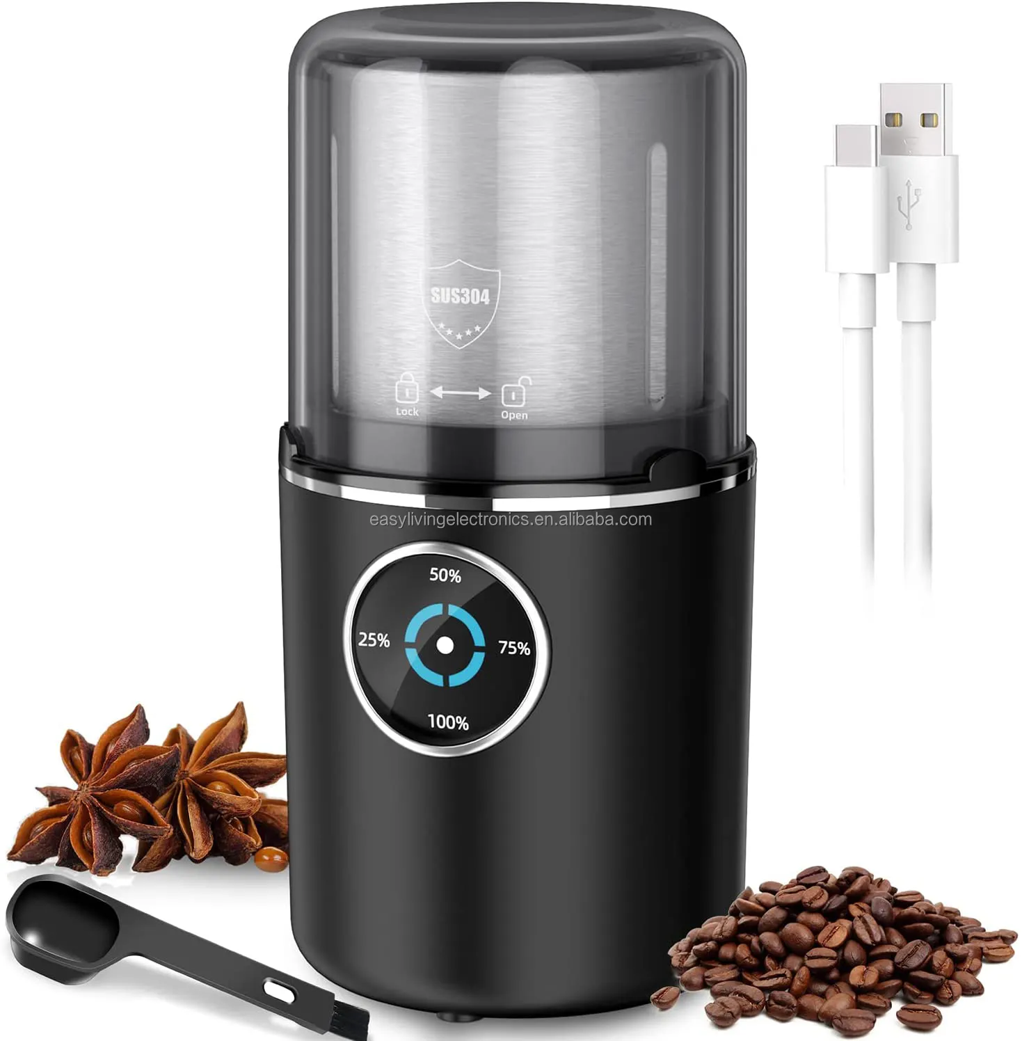 वाणिज्यिक मिनी कॉफी बीन की चक्की पोर्टेबल हाथ पकड़ा कॉफी बनाने की मशीन 38mm शंक्वाकार गड़गड़ाहट एल्यूमीनियम मिश्र धातु मैनुअल कॉफी बनाने की मशीन