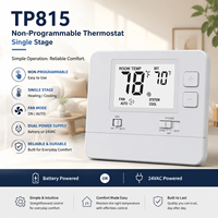 Thermostat HVAC TP815 monophasé non programmable 24V avec grand écran LCD
