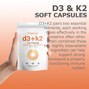 Cápsulas Blandas de Vitamina D3 K2 Complex de Marca Privada - Suplemento para la Salud Ósea Sin Soya y Sin OMG - Fórmula de Alta Potencia al por Mayor - Product Image 4