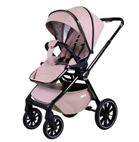 Grande poussette de luxe en PU haute vue 3 en 1 landau de luxe pour bébé