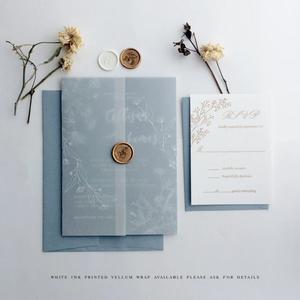 Papel de Vitela Translúcido Blanco para Invitaciones de Boda, Diseño Floral Minimalista - Product Image 2