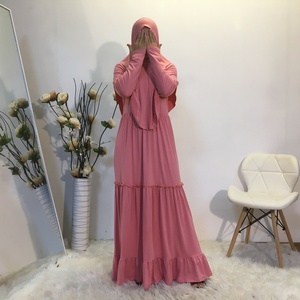 6378# Prayer Long Sleeve Sets Robe Islamic Abaya Jilbab Khimar Muslim Women Praying Hijab Dresses - Product Image 6