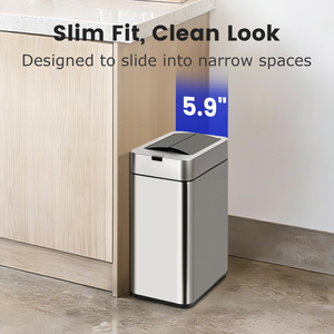 Stainless Steel <b>Automatic</b> Trash <b>Bin</b> Rectangular Induction Type With Lid Minimalist Design for Home Indoor Use - Product Image 6