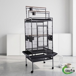 Jaula espaciosa y fácil de limpiar para loros, con plataforma de juego de hierro engrosado, rodillos, puertas laterales y compartimento para guacamayos y cacatúas. - Product Image 1
