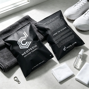 Custom Logo Matte Black Plastic Zipper Bag, Frosted Ziplock Packaging Pouch For Towel & <b>Shoes</b> & Clothing - Product Image 1