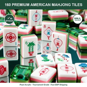 Ensemble <span class=keywords><strong>de</strong></span> Mahjong Américain Moderne <span class=keywords><strong>de</strong></span> Luxe Personnalisé, 160 Tuiles, Style Diamant Vert, Pliable, pour Divertissement Haut <span class=keywords><strong>de</strong></span> Gamme en Club - Product Image 1