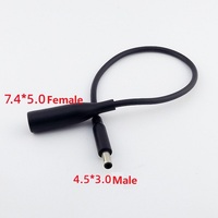 Adaptateur de chargeur secteur DC en gros pour ordinateur portable Dell, câble convertisseur 7,4*5,0 mm femelle vers 4,5*3,0 mm mâle, PVC noir, 15 cm