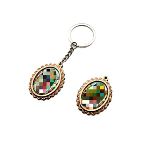 Llavero Retro Ovalado con Colgante de Guadalupe, Impresión Digital en Bronce, Material de Madera, Regalo para Navidad o San Valentín - Product Image 5