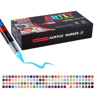 Stylo à peinture métallique à pointe pinceau, marqueur acrylique fluorescent, stylo spécial flash pour la calligraphie et la peinture pour étudiants