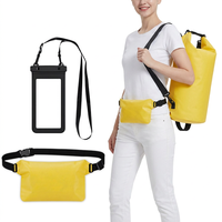 Kit de sac étanche KYG 10L 3-en-1 (bandoulière/ceinture/étui pour téléphone) Sac à dos multi-usages pour la natation, la randonnée, le surf, le rafting, le camping