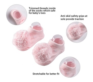 Chaussettes pom poms pour nouveau-né, en coton rose, avec chapeau, pour bébé, nouvelle collection 2018 - Product Image 2