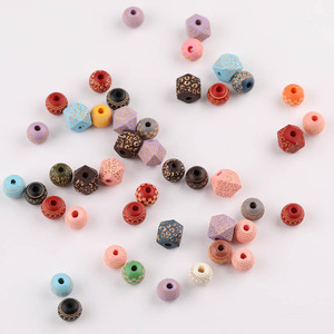 Wood <b>Beads</b> Round Carved <b>Loose</b> <b>Beads</b> For Jewelry Making DIY Accessories 8mm Multicolor - Product Image 5
