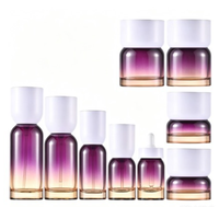Set Kemasan Kosmetik Mewah Unik dengan Logo Custom, Botol Pompa Serum dan Krim Kaca Matte Pink Kosong untuk Perawatan Kulit