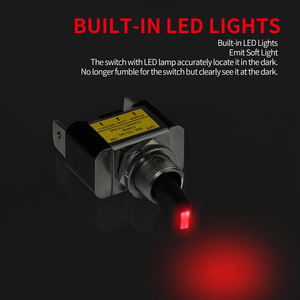 ASW-07D-2 12V 30AMP开/关2位3针SPST拨动开关，带发光蓝色红色绿色发光二极管，用于汽车卡车 - Product Image 5