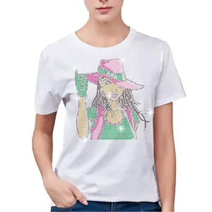 Top Selling Shiny Iron on AKA Rhinestone Heat Transfer Designs For T Shirt