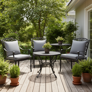 Houzz 4 cuscini grigi per sedie da esterno 15,7x15,7x2,8 in tessuto Oxford resistente, cuscini quadrati rimovibili e lavabili - Product Image 2