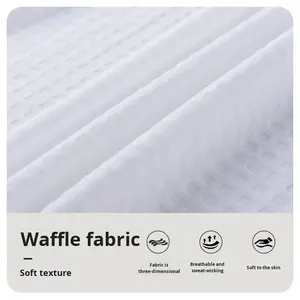 Unisex <strong>Waffle</strong> Texture Bathrobe Long Absorbent Spa <strong>Robe</strong> with V-Neck Belt &amp; Pockets 100% Polyester Nightgown Couple Hotel Home Use - Product Image 3