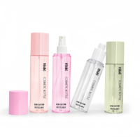 Bouteille de spray fixateur de maquillage cylindrique personnalisée par le fabricant, 100 ml, en PETG, rechargeable, à pompe, transparente, pour brume fine et tonique