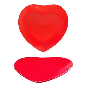 Assiette plate en céramique rouge en forme de cœur 25x25cm - Product Image 1